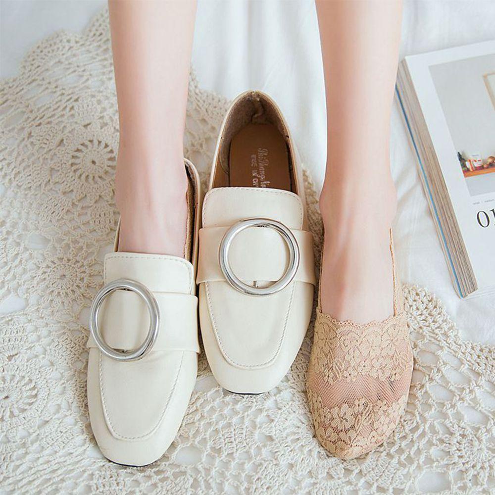 Đôi Vớ Thuyền Bằng Cotton Phối Ren Hoa Chống Trượt Cho Nữ