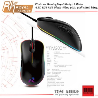 Chuột cơ gaming royal kludge rm200 -led rgb usb black -hàng phân phối chính hãng.