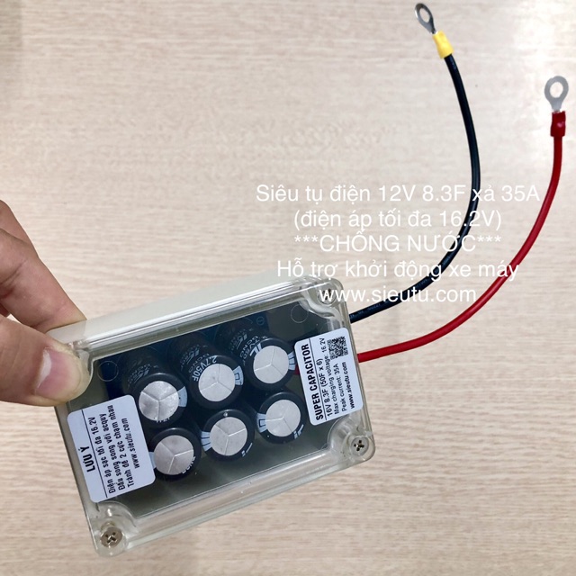 Hộp Siêu tụ điện CHỐNG NƯỚC 12V  8.3F xả 35A