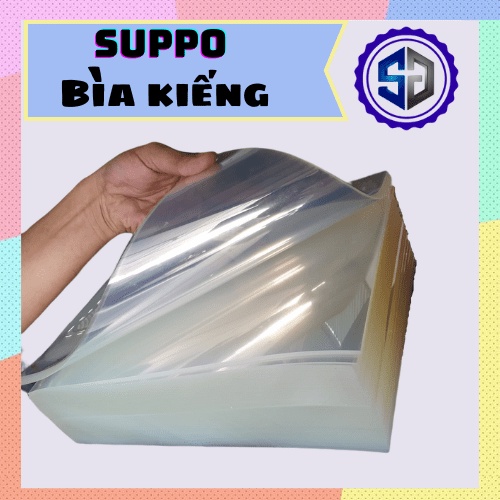 Bìa kiếng A4 1,5 zem Suppo 1.5MM dạng xả tờ, bế, dán in làm hộp, đóng tài liệu