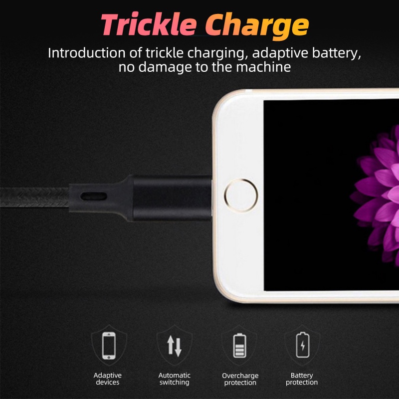 Dây cáp sạc nhanh Hdoorlink USB 2.4A Type C 3 trong 1 30cm kiểu dây bện thích hợp cho Samsung Huawei