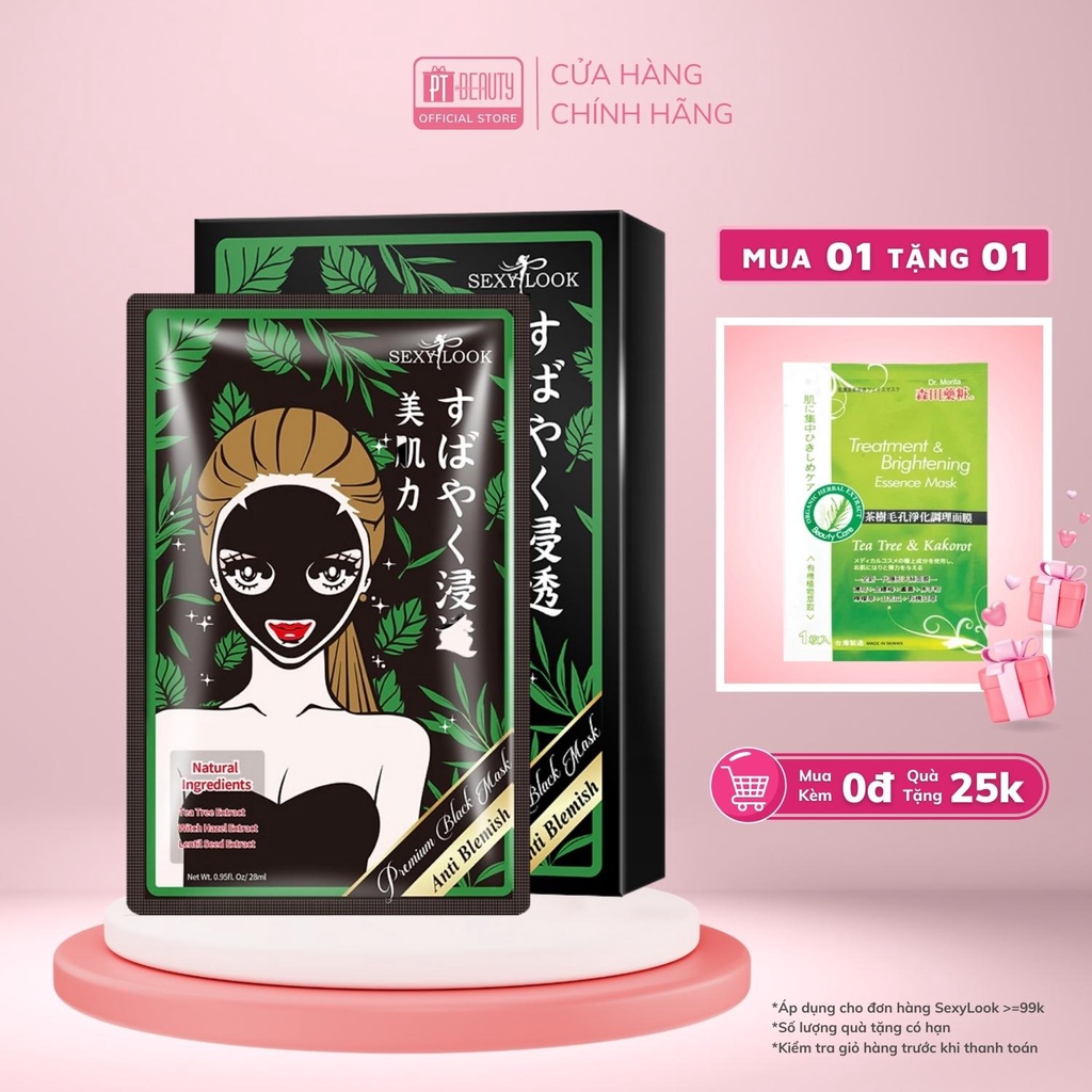 Mặt nạ tràm trà SEXYLOOK kiểm soát dầu và mụn hộp 5 miếng x 28ml