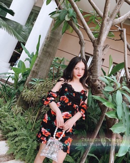 Đầm Thiết Kế Hoa Trễ Vai