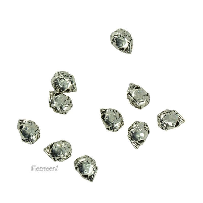 Set 10 mặt trang sức bằng kim loại hình đầu lâu phong cách Tây Tạng