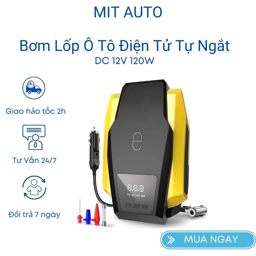 Bơm lốp xe hơi ô tô mini 12V tự ngắt điện tử 1 xi lanh nguồn tẩu 12V có đèn led hỗ trợ ban đêm