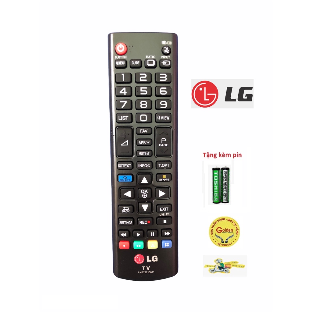 Điều khiển tivi LG AKB73715601 lô gô đỏ chính hãng theo máy - tặng kèm pin- Remote tivi LG smart internet zin theo hãng