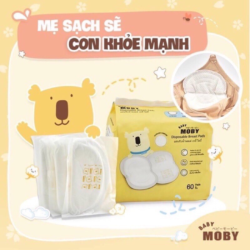 Miếng Lót Thấm Sữa Moby Hộp 60 Miếng Chính Hãng Nhập Khẩu Thái Lan