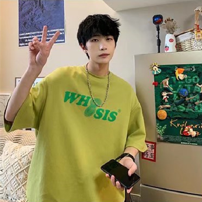 Áo Thun Tay Ngắn Cổ Tròn In Chữ Dáng Rộng Thời Trang Mùa Hè Cho Nam size M-5XL