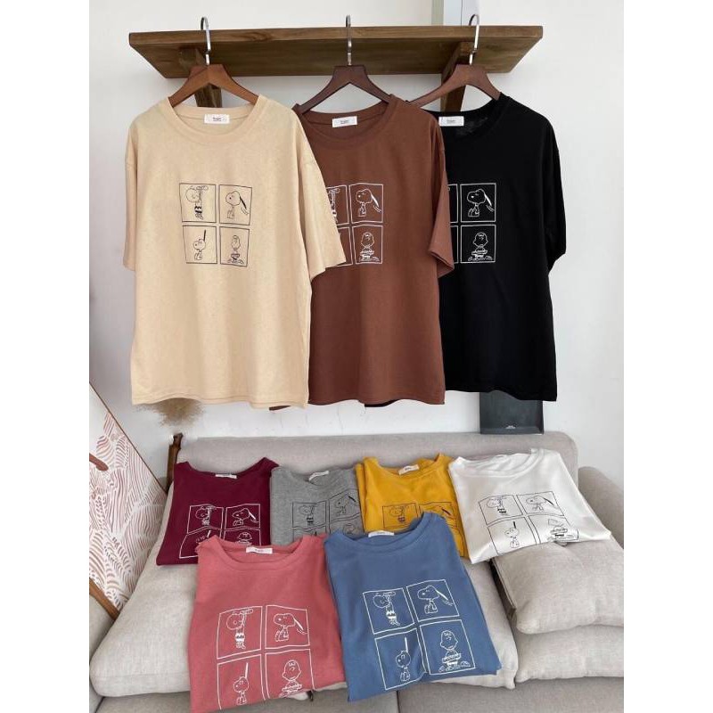 Áo phông SNOPY cotton tay lỡ, form rộng P7, áo thun 2T Unisex | BigBuy360 - bigbuy360.vn