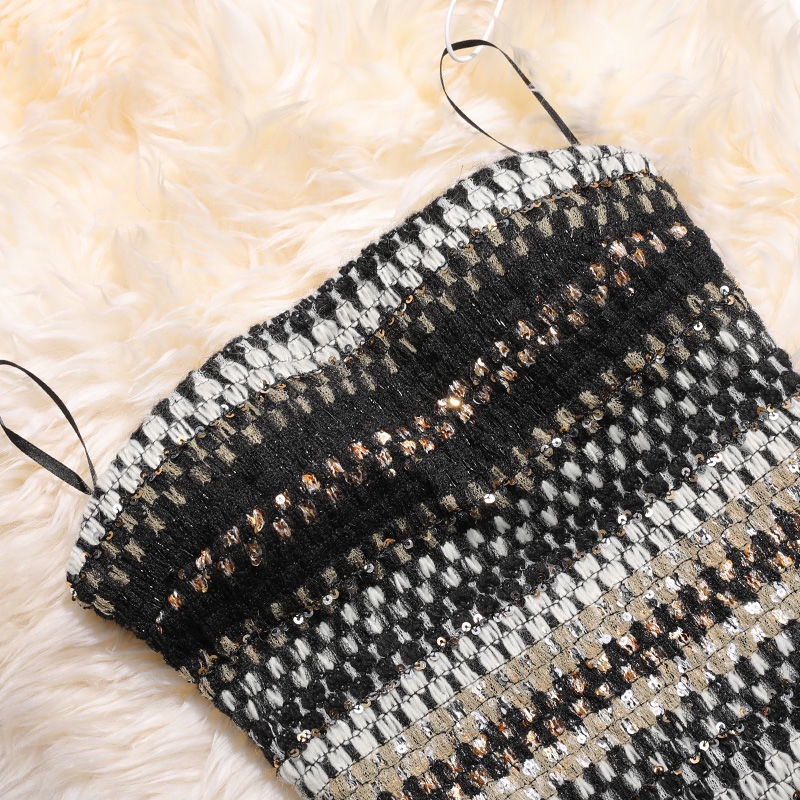 Đầm Ngắn Ôm Hông Co Giãn Đính Kim Sa Lấp Lánh Thời Trang Xuân Thu Quyến Rũ Cho Nữ