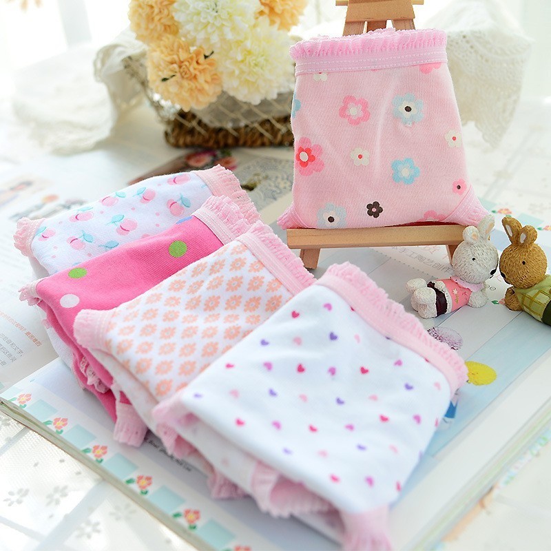 Bộ 12 Quần Lót Cotton Họa Tiết Hoạt Hình Cho Bé Gái