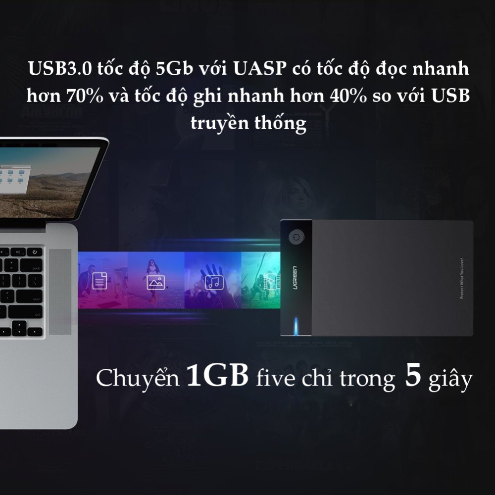 Vỏ Hộp đựng ổ cứng 3.5 inch Sata/USB 3.0 hỗ trợ 10TB UGREEN 50422