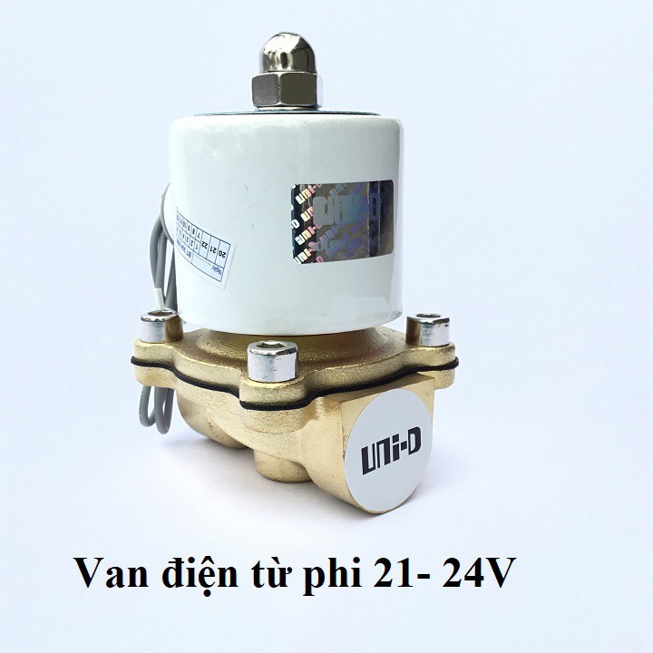 Van điện từ UNID - phi 21, dùng điện 220V hoặc 24v - Van đóng khi cắt nguồn điện