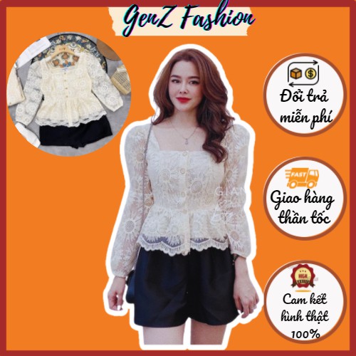 ⭕️ [CÓ HÌNH/VIDEO THẬT - HÀNG CAO CẤP]  Áo Ren Cổ Vuông Tay Bồng_Mã CD107_GenZ Fashion