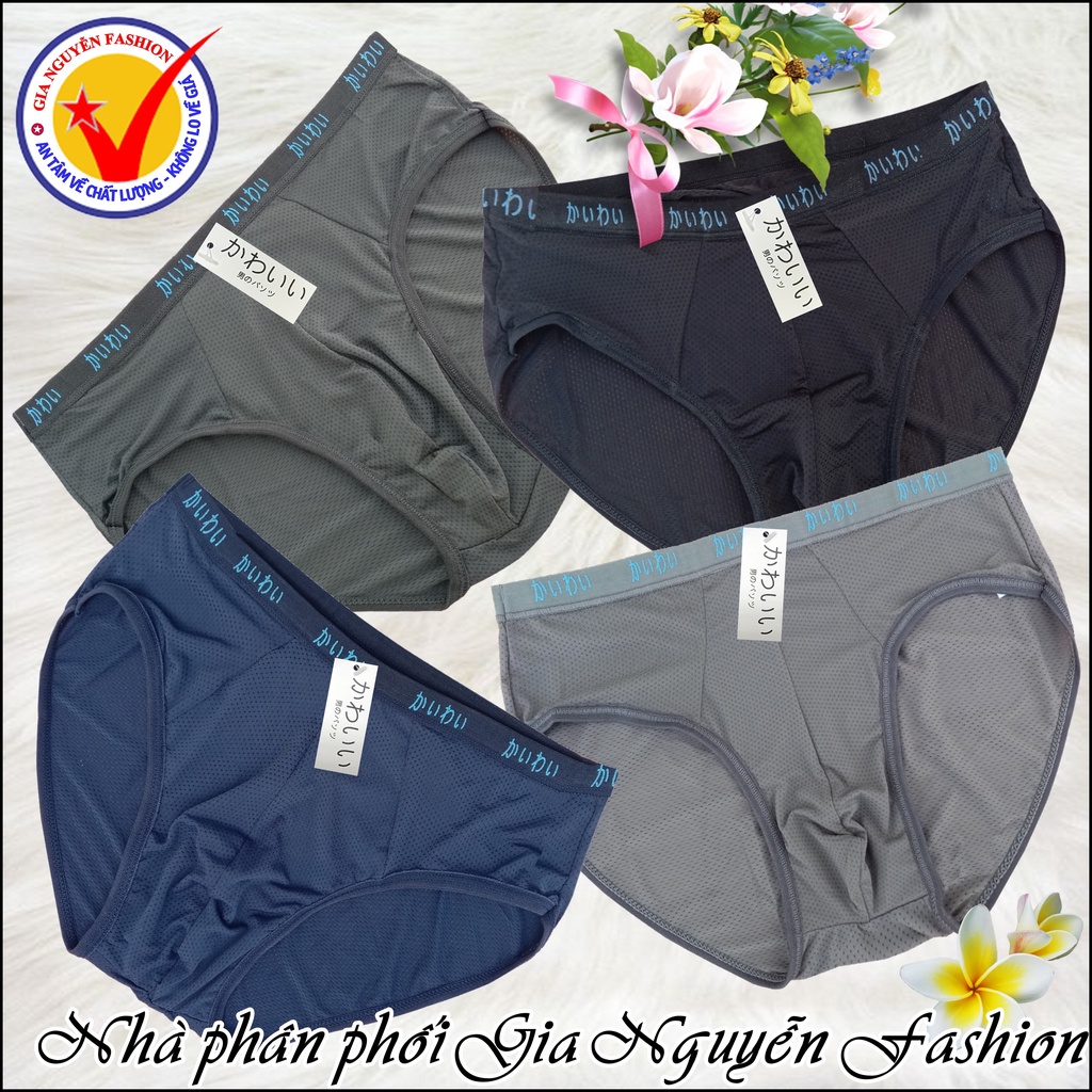 Set 4 Quần sịp nam, Quần lót nam lưới Nhật thun lạnh thông hơi, hàng đep xuất Nhật, chất mát