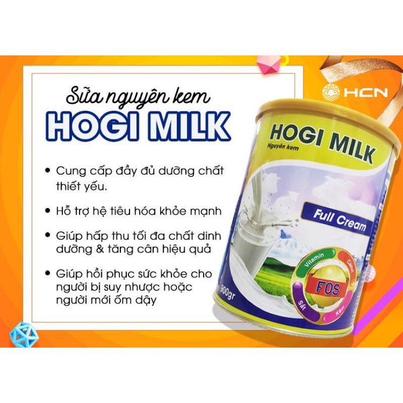 Sữa béo   nguyên kem HOGI MILK  900gr .Giá niêm yết là 490k .Giá dùng thử 210k