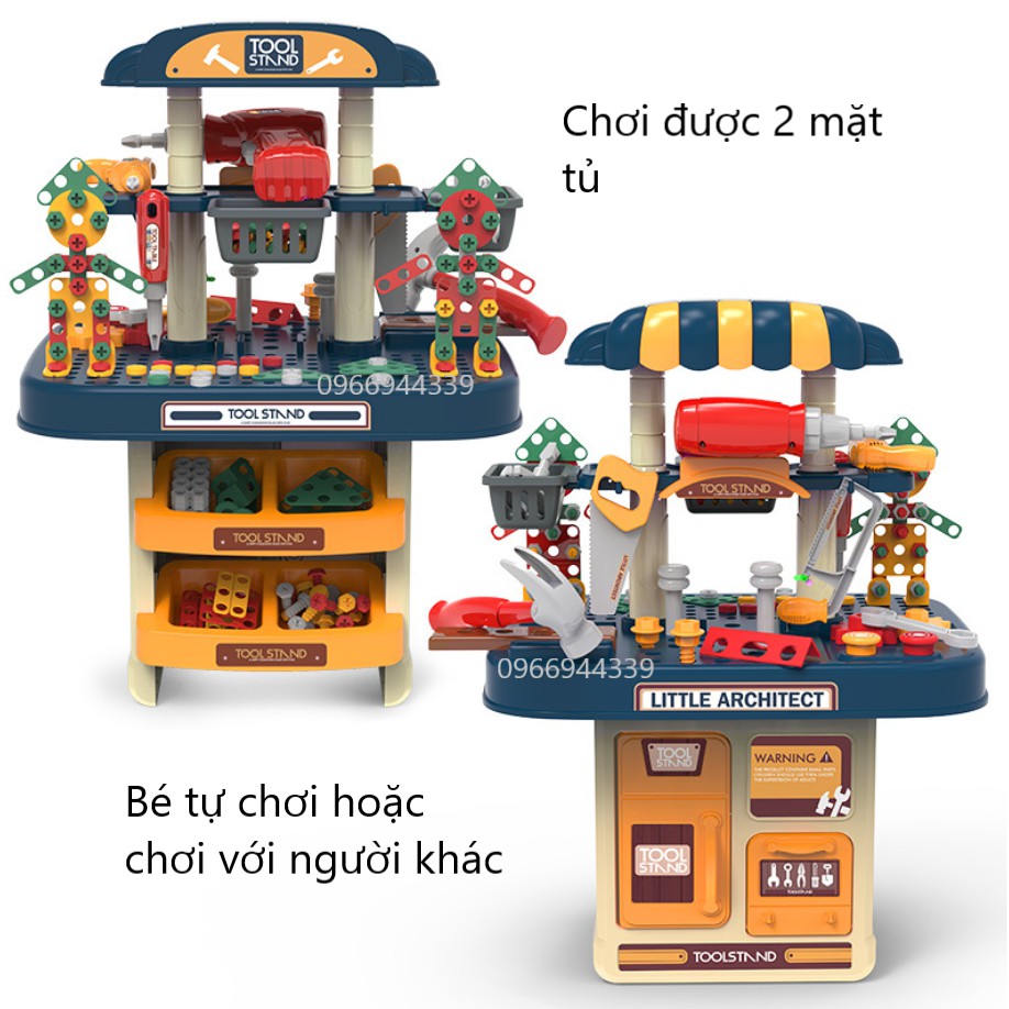 [NEW] Bộ đồ chơi kỹ sư sửa chữa, máy khoan vặn vít tháo lắp, dụng cụ cho bé trải nghiệm thực tế Montessori