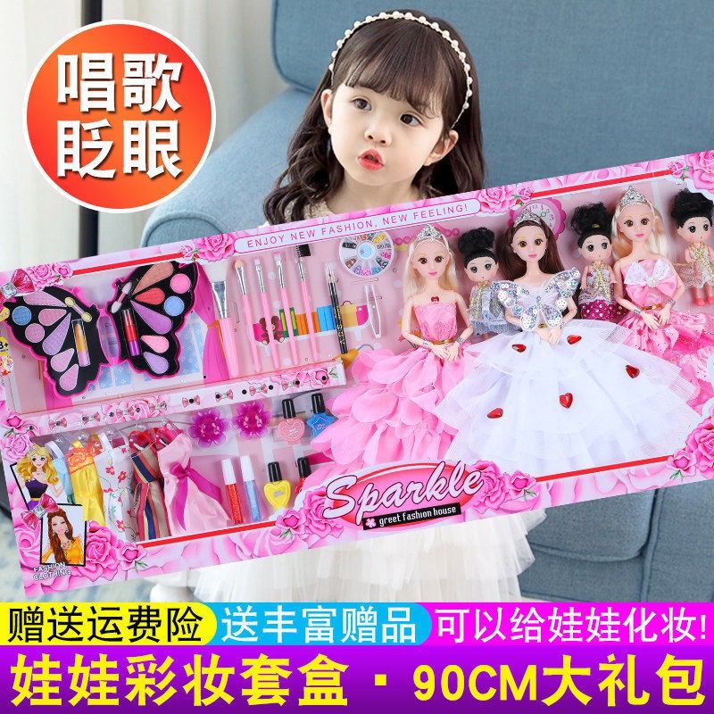 Bộ Đồ Chơi Trang Điểm Búp Bê Barbie Cỡ Lớn Dễ Thương Cho Bé Gái