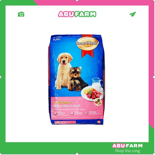 Thức ăn hạt khô vị thịt bò và sữa cho chó con Puppy SmartHeart 400g