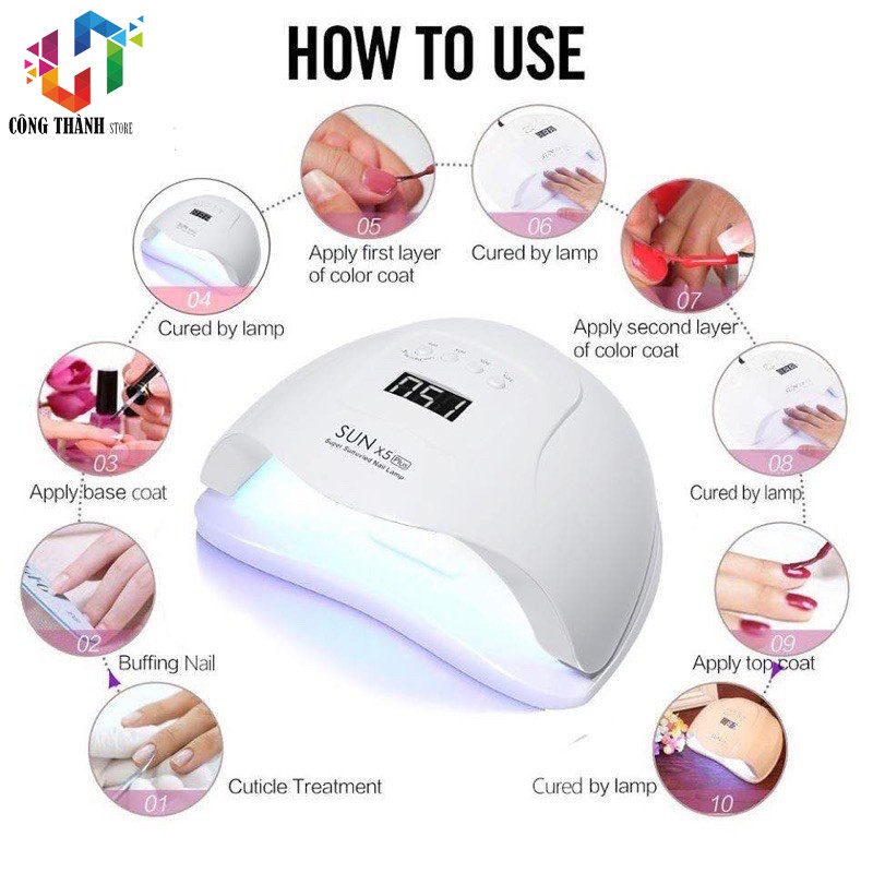 Máy làm Nail-Máy Sấy Gel Móng Tay SUN 5 Chính Hãng 48W UV-LED - 48W UV/LED