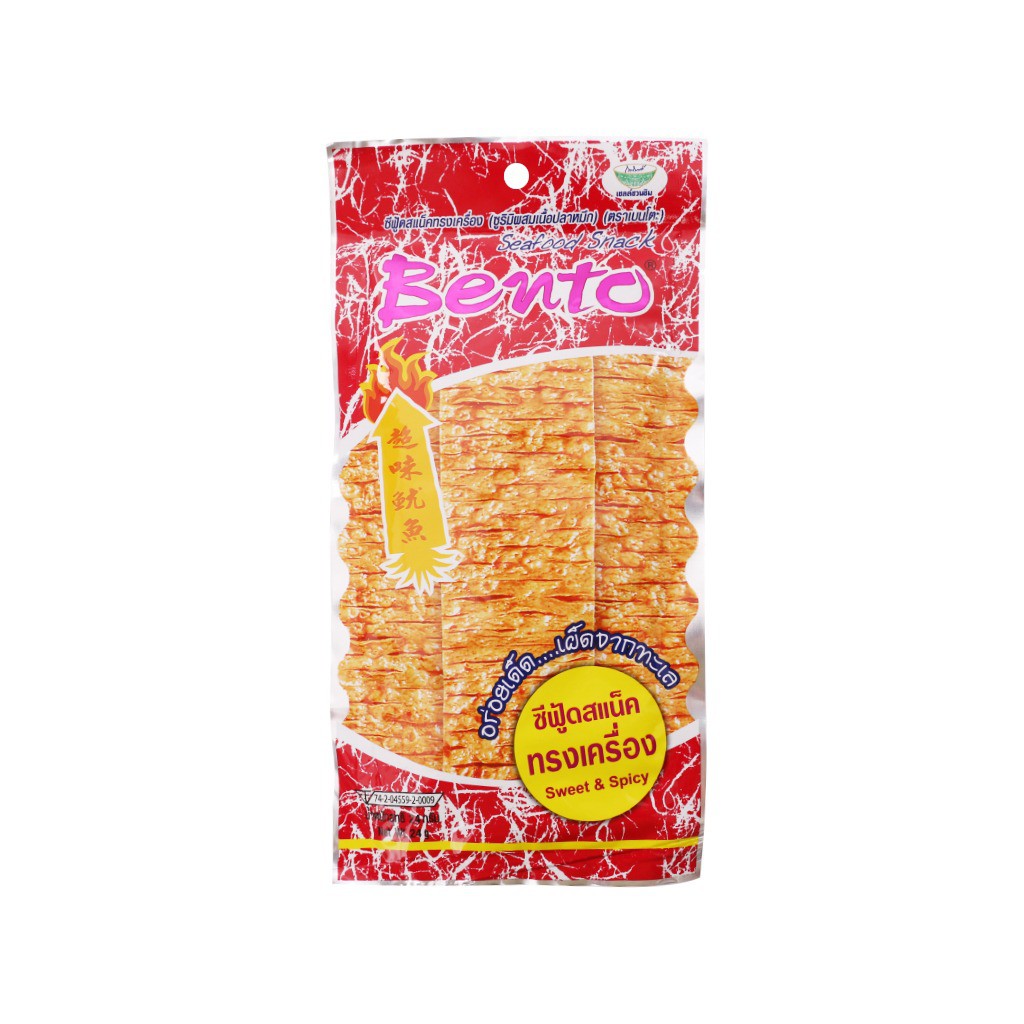 Snack Mực Tẩm Gia Vị Cay Ngọt Bento Seafood Snack Sweet &amp; Spicy Bento (Gói 24g-đỏ)