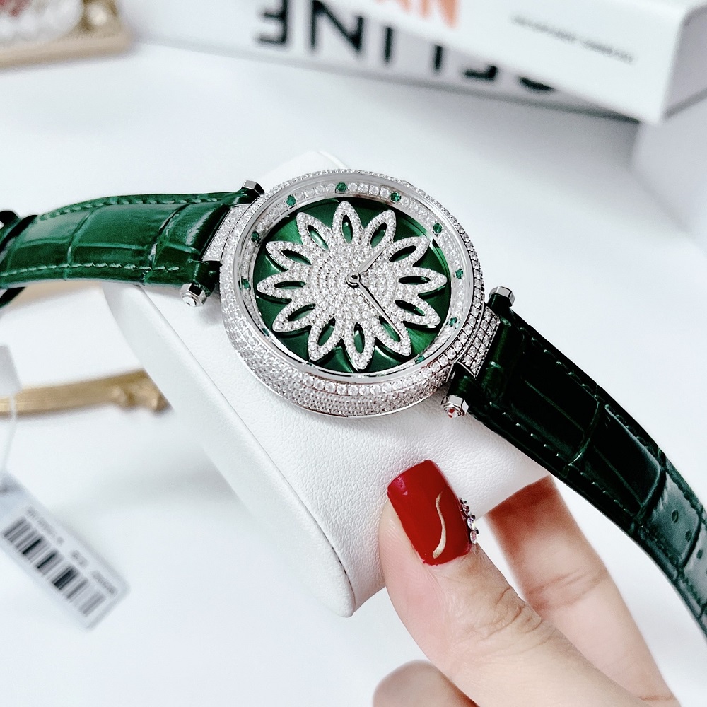 Đồng Hồ Nữ X-Cer Mặt Xoay Dây Da Xanh Lá Chính Hãng 39mm