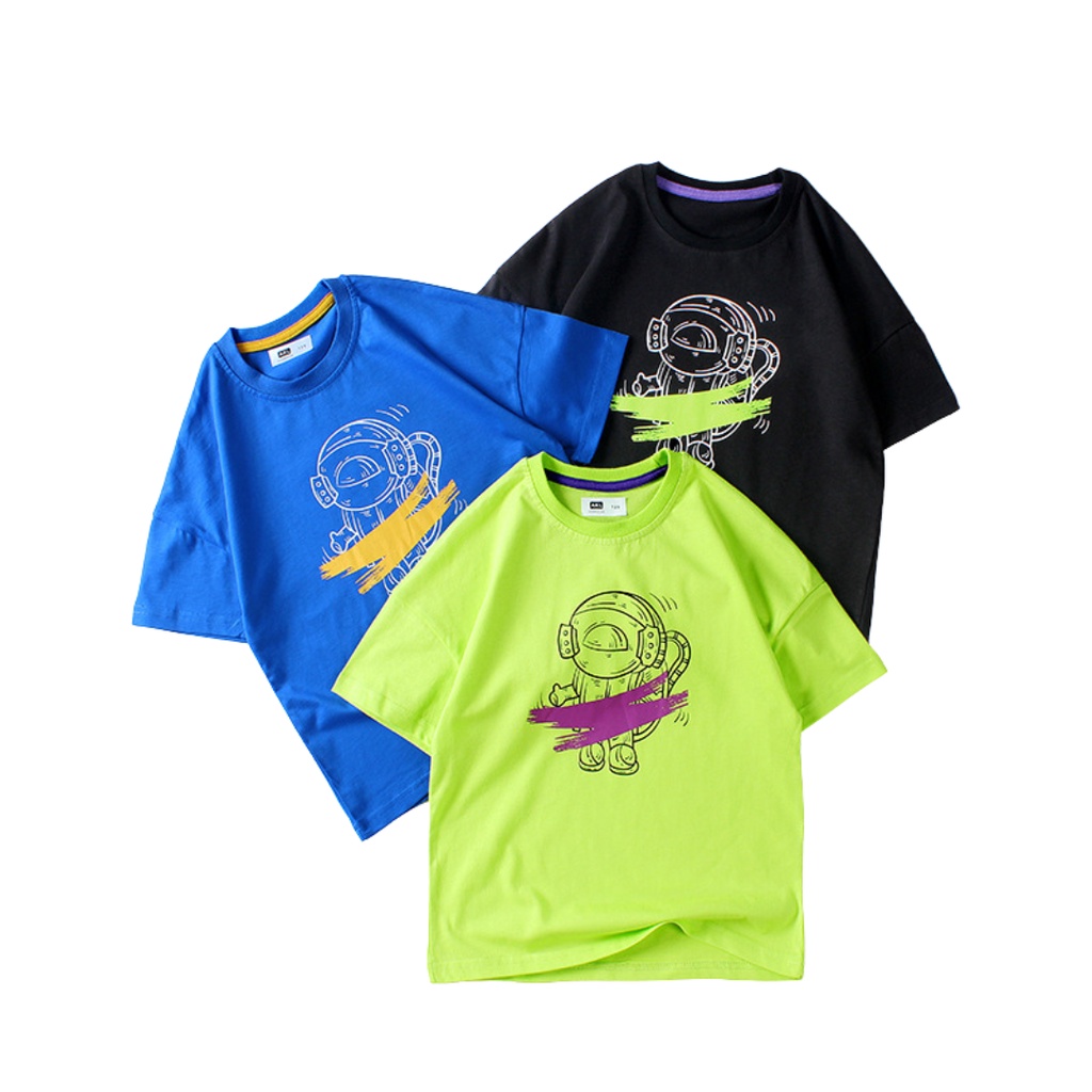 Áo thun bé trai size đại TrueKids, Áo thun ngắn tay bé trai in hình phi hành gia mùa hè 2022
