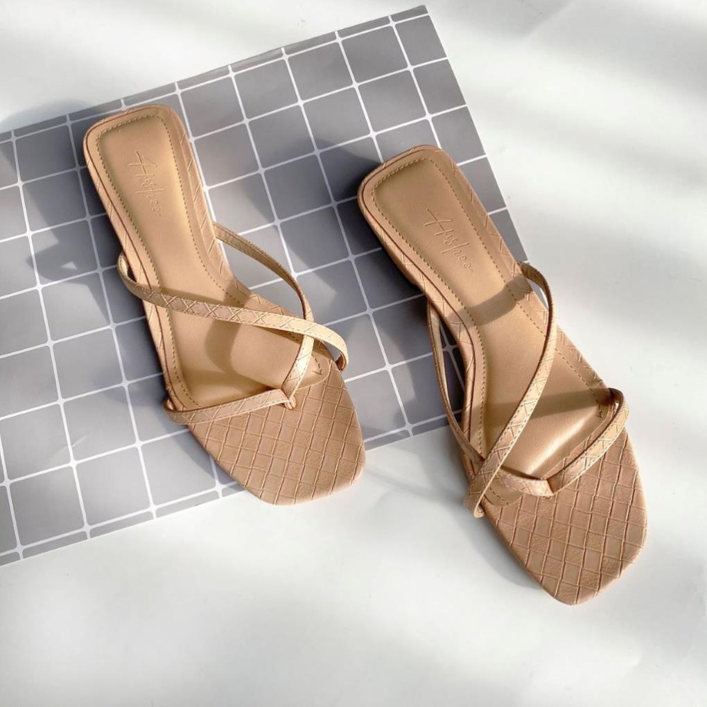 Dép Sandal nữ dây mảnh 1.5Phân - dép gót thấp quai xỏ ngón - guốc gót thấp quai kẹp thời trang cao cấp S046 12/12