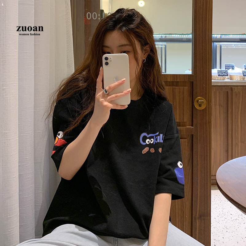 SUXI Áo Thun Nữ Ngắn Tay In Hình Hoạt Hình