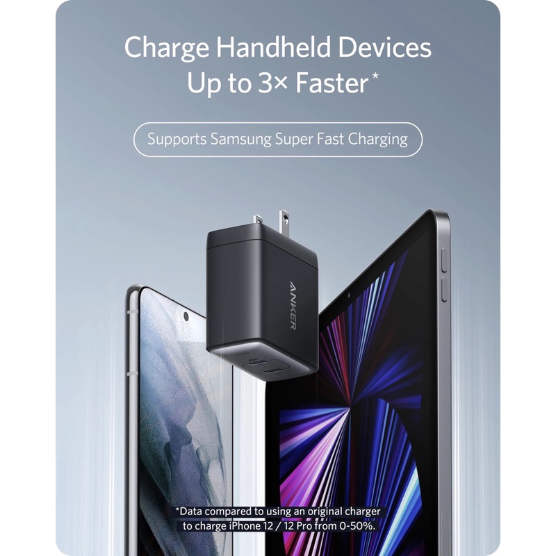 Củ Sạc Nhanh Anker A2666 PowerPort III 65W 2 Cổng USB-C PPS/PD GaN II, Bảo Hành 18T