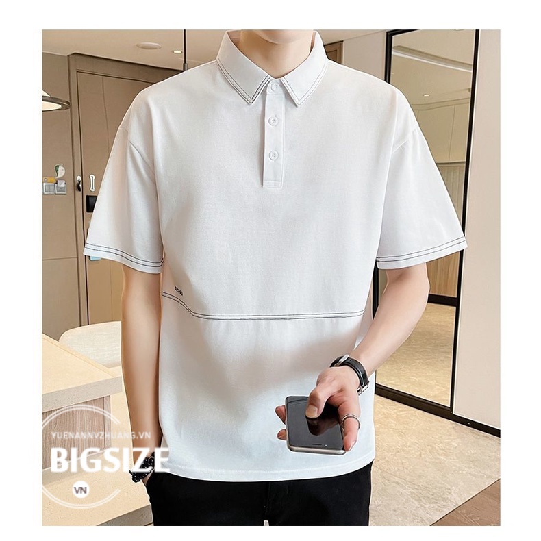 Áo Thun polo Nam Bigsize Áo phông Nam có cổ basic tay ngắn form rộng mùa hè Thời Trang kiểu trẻ trung Hàn Quốc đẹp cao cấp，cho người mập béo