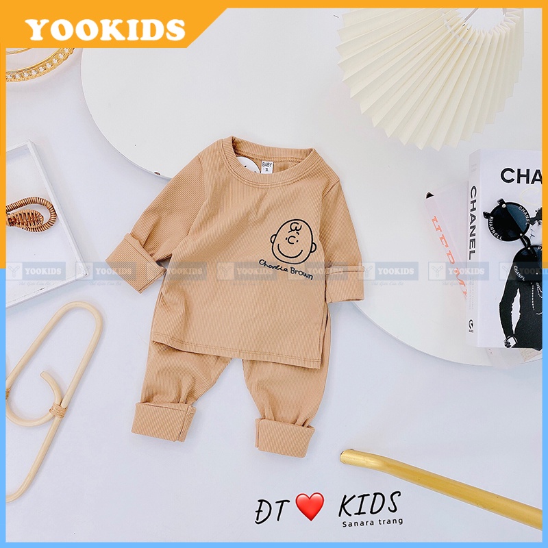 Quần áo thu đông cho bé YOOKIDS chât len tăm mềm loại 1, bộ dài tay cho bé trai bé gái 1 2 3 4 5 tuổi