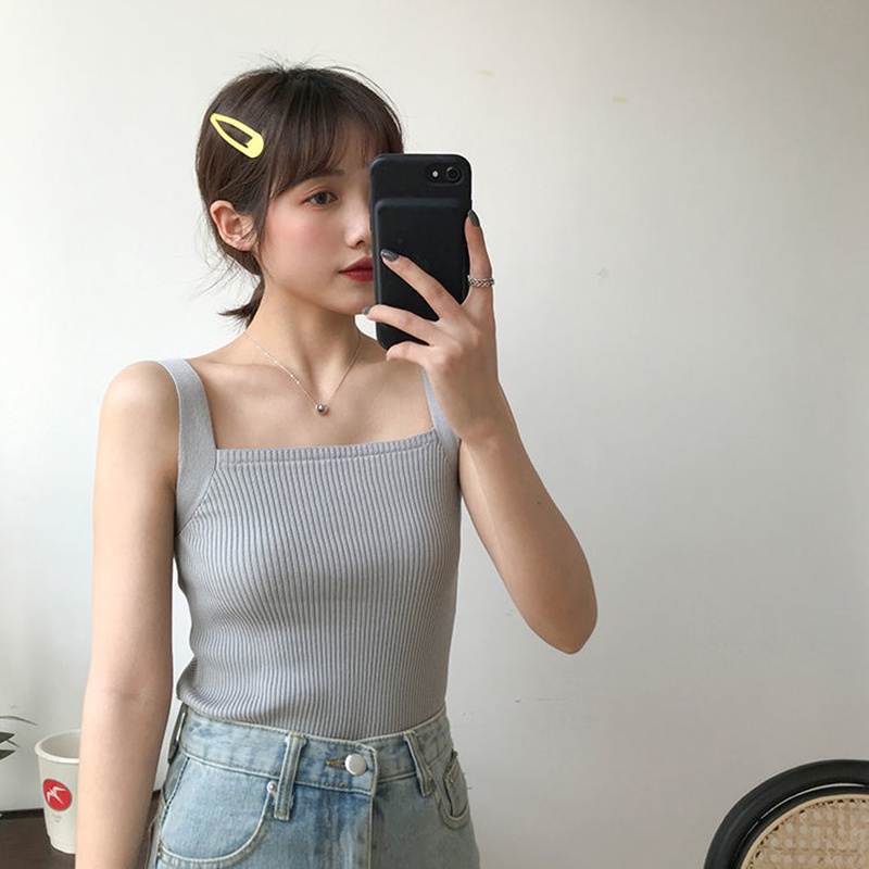 Áo IELGY không tay cổ vuông dáng ôm thời trang cho nữ