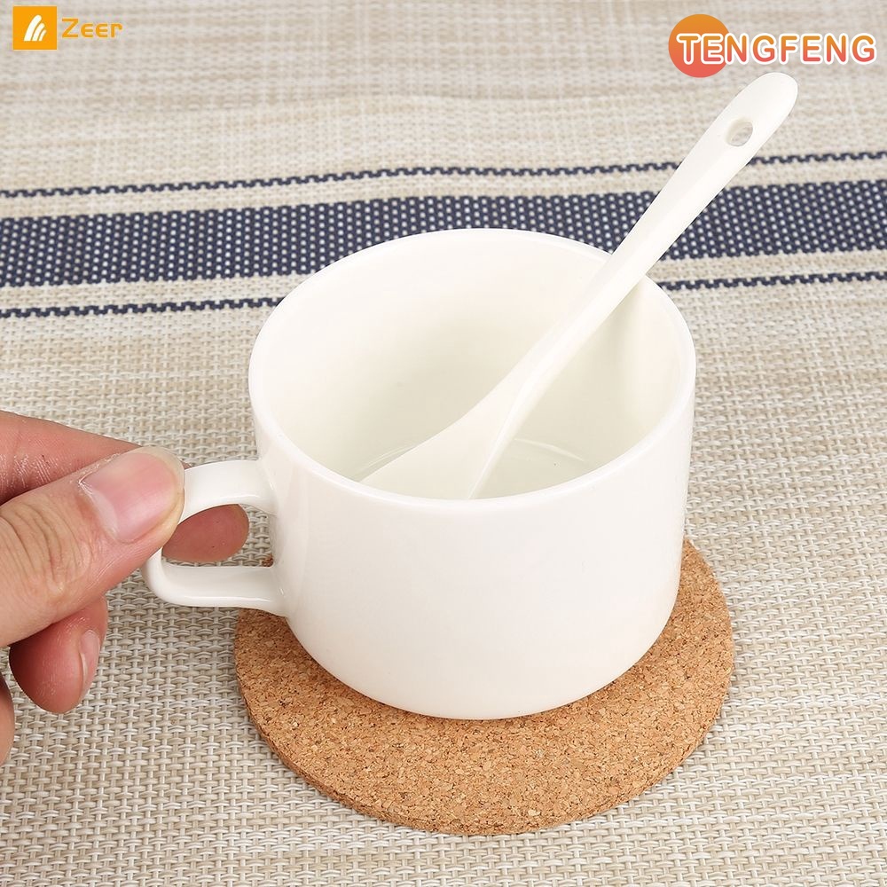 1 Miếng Lót Ly Hình Tròn Bằng Gỗ Bần Tự Nhiên Cách Nhiệt Dày Dặn Có Thể Tái Sử Dụng