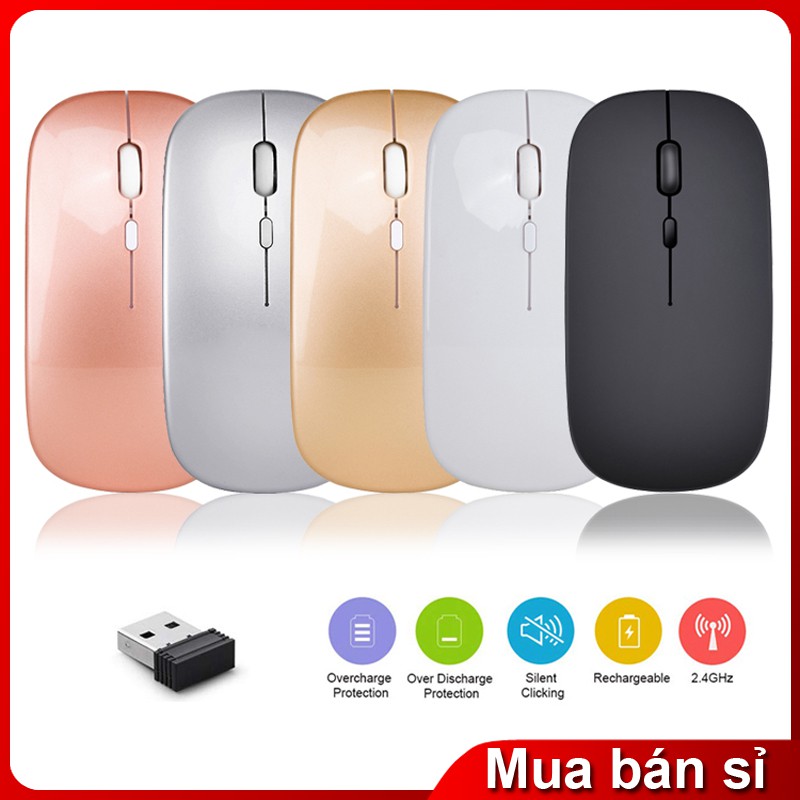 Chuột Không Dây Siêu Mỏng 2.4G , không gây tiếng ồn (chỉ xài cho những thiết bị có cổng USB), Bảo hành một năm ILEPO M5