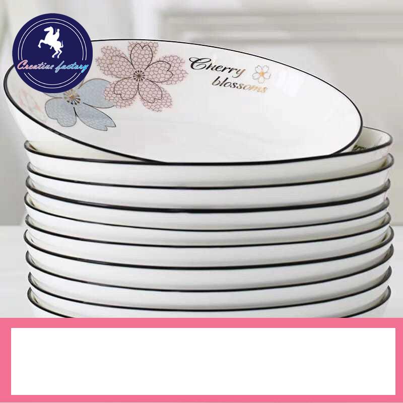🍽8 inch Đĩa đựng thực phẩm lớn 3/10 Jingdezhen trái cây gia dụng rau củ nguội gốm sứ có thể vi sóng