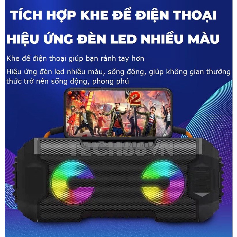 Loa bluetooth karaoke kèm micro có dây HT-M10 Bass mạnh Siêu Trầm công suất lớn