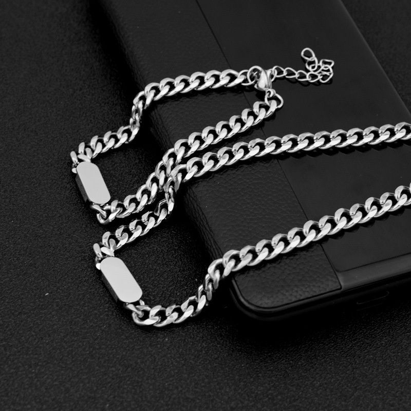 Vòng cổ Thép Titan Mặt Oval Phong Cách Hip Hop Cho Nam Nữ