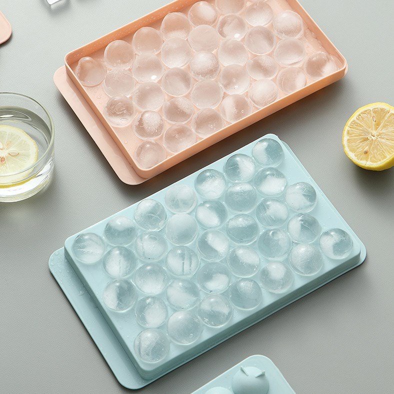 Khay Đá, Khuôn Đá, Khuôn Làm Thạch Vỉ 33 Viên Dang Tròn Có Nắp Đậy An Toàn Tiện Lợi