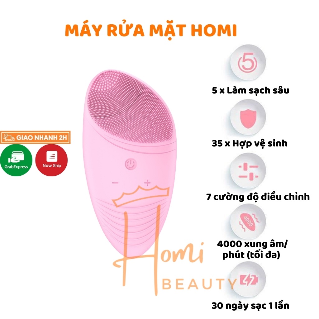 Máy Rửa Mặt HOMIKA Chống Thấm Nước Cầm Tay Mini Chính Hãng Giá Rẻ Silicon Cao Cấp Kết Hợp Massage Mặt