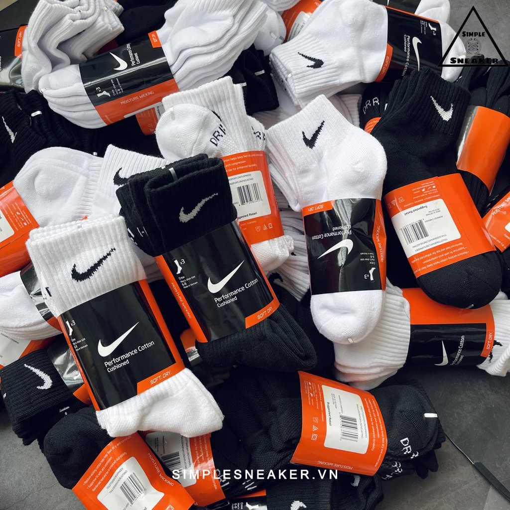 Vớ Nike Cổ Cao Dri-Fit FREESHIPTất Nike Unisex Chính Hãng - Chất Cotton Chơi Thể Thao - Chống Hôi Chân