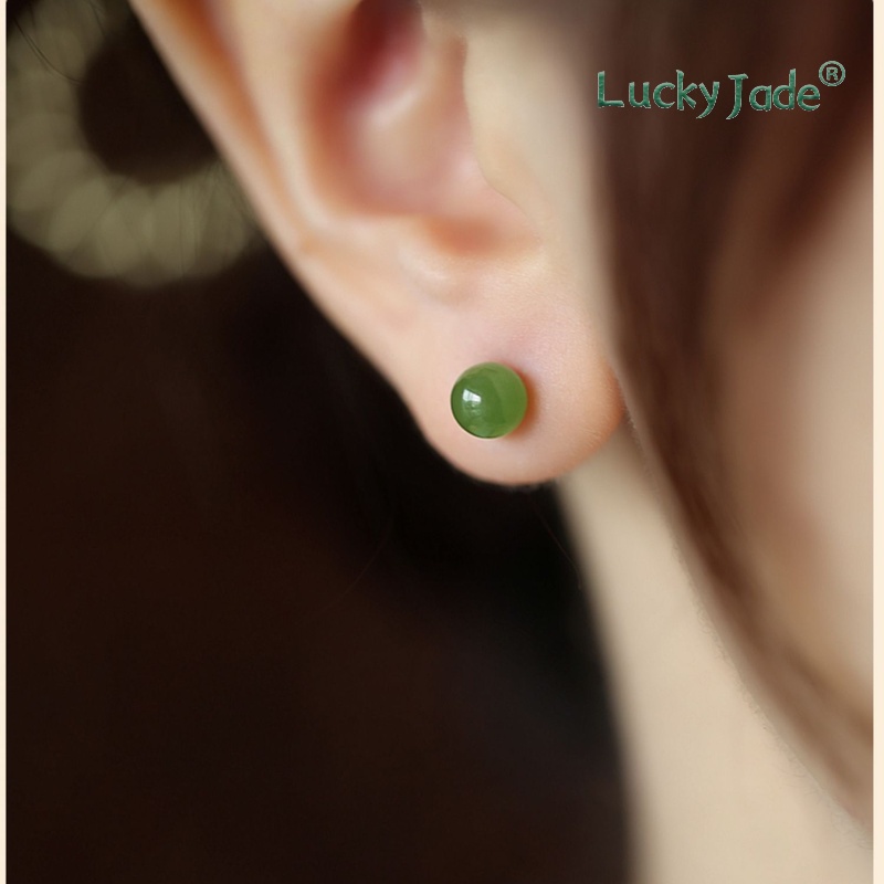 Bông Tai Mạ Vàng 18k Đính Ngọc Bích Sang Trọng