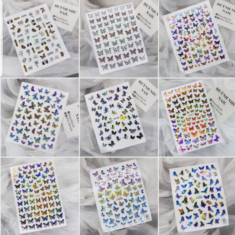 STICKER NAIL DÁN MÓNG BƯỚM - STICK 3D Lấp Lánh
