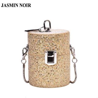 Túi đeo vai JASMIN NOIR hình hộp mini dây chuỗi mảnh đính kim sa thời trang dành cho nữ