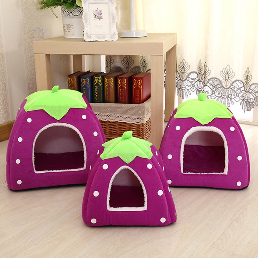 Giường Ngủ Cho Thú Cưng Hình Quả Dâu Dễ Thương Có Thể Giặt Được