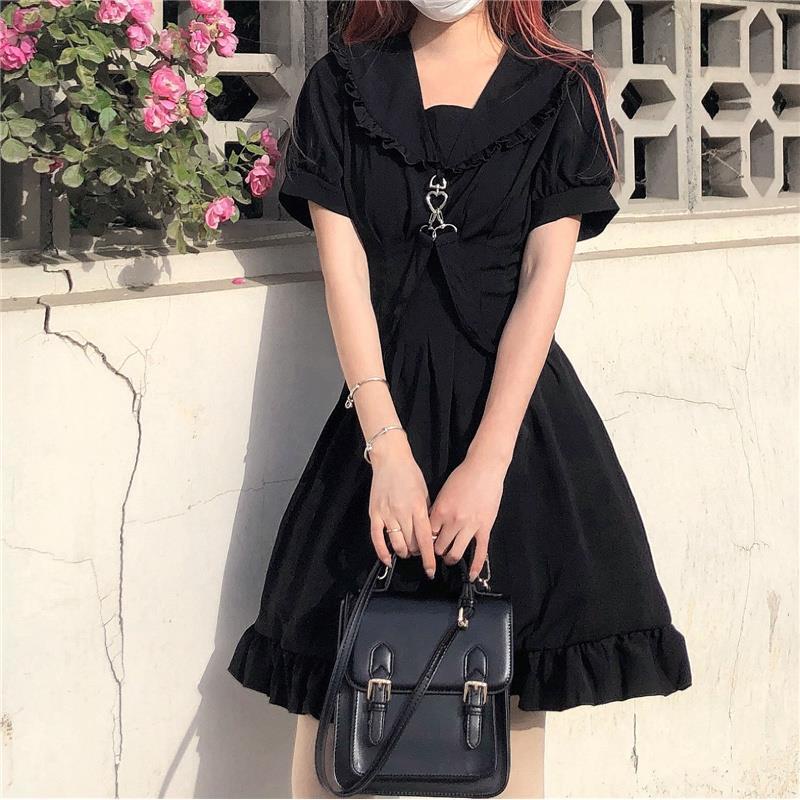 Đầm Chữ A Ngắn Tay Thắt Nơ Eo Phong Cách Hàn Quốc Thời Trang Cho Nữ