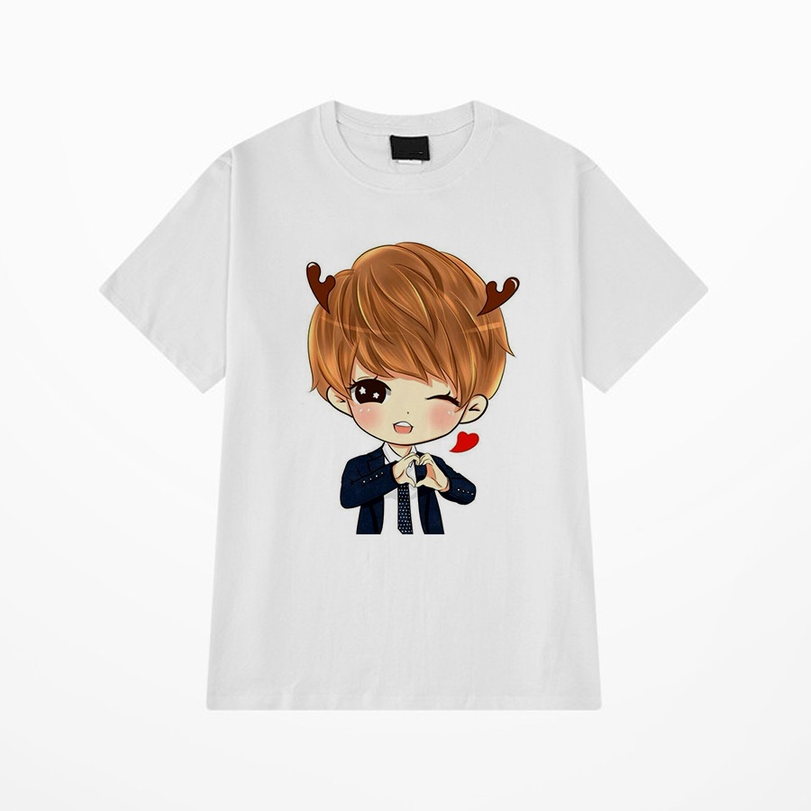 Áo Thun Nữ In Hình chibi Nam dễ Thương 1 vải Dày Mịn Không Xù Lông Thoitrang24h