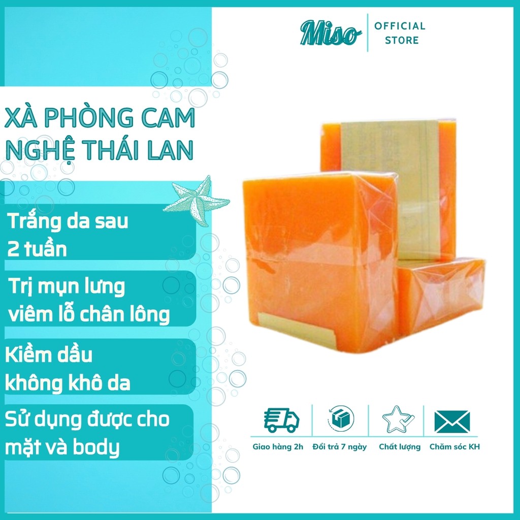 Xà Phòng Cam Nghệ Thái Lan Trắng Da Giảm Mụn Thâm - Mụn Lưng - Viêm Lỗ Chân Lông - Xà Bông Nghệ Cam Thái Lan Kiếm Dầu