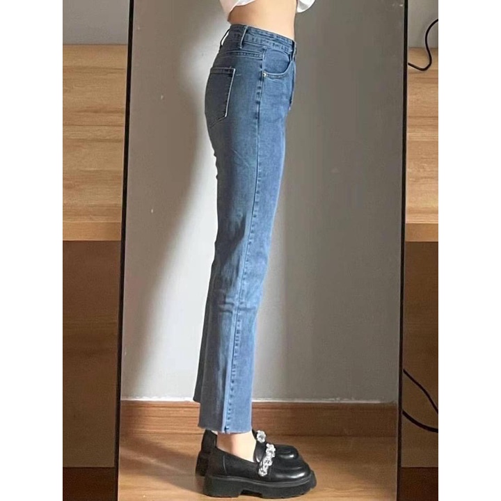 Quần Jean ống suông cạp cao siêu tôn dáng