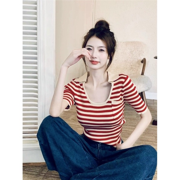 Áo thun vải sọc cổ bẻ ☘️☘️☘️☘️GB alohashop91